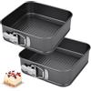 EUBSWA Tortiera 12 cm Apribile, 2 Pezzi Quadrato Teglia Forno con rivestimento antiaderente per teglia, teglia da forno, stampo per torte