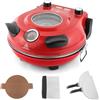 KLAIF Forno elettrico per pizza da banco con pietra in ceramica da 31 cm, due controlli di temperatura regolabili, inclusi 4 utensili per pizza, LMC-Rosso