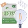 greenandco 8 lampadine a filamento LED | trasparenti | E27 G95 | 5 W 1055 lm | sostituisce 75W | 2700 K bianco caldo | 320° | 230V | senza sfarfallio | Classe energetica A | non dimmerabile