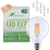 greenandco 8 lampadine a filamento LED | trasparenti | E27 G95 | 7,2 W 1521 lm | sostituisce 100 W | 3000 K bianco caldo | 320° | 230 V | senza sfarfallio | Classe energetica A | non dimmerabile