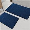 chakme Cobblestone - Set di 2 tappetini da bagno in memory foam, spessi, antiscivolo, per bagno, assorbenti, lavabili, blu scuro, per vasca, WC e pavimento