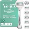 Gillette Venus Rasoio Donna Comfortglide Sensitive per Rasoio a 5 Lame, 1 Manico + 6 Lamette Donna