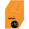 RHODIA 13600Cpack - Bloc-Notes a punto metallico N°13 Orange - A6 - a righe - 80 fogli staccabili - Carta Clairefontaine Bianca 80g/m² -copertina in carta trattata- Confezione da 10 blocchi