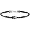 THOMAS SABO A2055-805-11-L19 - Bracciale da uomo con teschio in argento sterling 925 annerito con zirconi neri, lunghezza: 19 cm, 19 cm, Pelle sintetica Argento sterling, Zirconia cubica