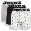 Religion Set di 3 boxer da uomo in cotone - Biancheria intima morbida, senza etichette, traspirante con elastico in vita - Taglie dalla S alla XXL, S