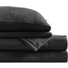 SLEEP PHILOSOPHY True North by Sleep Philosophy Set di lenzuola in micro pile, calde, con tasca profonda 35,6 cm, per la stagione fredda, set di lenzuola coordinate, colore nero, 4 pezzi