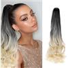 Cybelleza Coda Capelli Extension Coda di Cavallo 45cm Estensioni per Capelli Ricci Mossi Ondulati Lunghi Sintetici Ponytail Claw Posticci Parruchino Donna, Nero Ombre Biondo