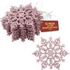Festive Fix 12 x 10 cm fiocchi di neve glitterati da appendere in rosa - Decorazione per albero di Natale e compleanno