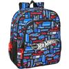 safta HOT WHEELS - Zaino scuola per bambini, adattabile a carrozzina, ideale per bambini in età scolare, comodo e versatile, qualità e resistenza, 32 x 12 x 38 cm, multicolore, M, Casual