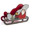 H&H Slitta in Legno, Decoro Natalizio, 22x10x15cm, Addobbo, FESTIVITÀ, Natale, Arredo Casa, Multicolore, 9933100