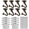OTOTEC Set di 8 ganci da soffitto in bronzo, resistenti, kit con viti in acciaio, bulloni, vite a doppia testa e ali a molla per ornamenti Artware lampada da soffitto