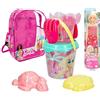 ColorBaby 77387 Barbie Set Spiaggia per Bambini Set Secchio da Spiaggia con Pala, Rastrello, Annaffiatoio e Accessori, Zaino da Spiaggia per Ragazze, Set Spiaggia per Bambini, Zaino con Giocattoli