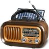 Fantocemea Radio Portatile Vintage FM/AM(MW)/SW, Radiolina Portatile con Bluetooth,Radio Portatile Ricaricabile da 1200 mAh o Energia Solare,Supporta TF Card/USB MP3 Player