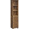 VASAGLE Mobile da Bagno, Armadio Alto per Bagno, Organizzatore Portaoggetti, con 3 Scomparti Aperti e 2 Ripiani Regolabili, Soggiorno, Entrata, Marrone Vintage BBK160X01