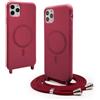 BGHHEU Magnetica Cover per iPhone 11 Pro Max con Cordino,[Compatible con Magsafe],Custodia Silicone con Regolabile Collana Sottile Morbida Case,Rosso