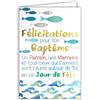 Afie - Biglietto di auguri per il tuo battesimo, padrino, madrina, giorno di festa, pesci, acqua, blu e oro, prodotto in Francia 69-7082