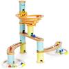 boppi Pista Biglie Giochi in Legno per Bambini - Giochi Educativi Montessori dai 3 Anni in Su - Costruzioni per Bambini Stem 48 Pezzi e 12 Biglie di Vetro Colorate - Regalo Bambino Natale di Boppi