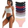 FINETOO 10pcs Slip Coton Donna Slip Brasiliana Bikini Perizoma Set Mutande di Elasticizzato Sexy Mutande Lingerie Comoda Donna Senza Cuciture Hipster Multicolore