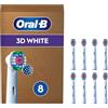 Oral-B Testine di Ricambio 3D White, Bianche, 8 Ricambi