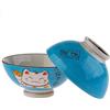 Lachineuse, Ciotola Di Noodle, Modello di gatto Maneki Neko, Blu, confezione da 2