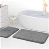 wyewye Tappetini da bagno in microfibra, tappeti da bagno super spessi da 2 cm, tappeti da bagno super assorbenti 50x80 cm e 40x60 cm, grigi