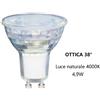 F.a.n Europe Lighting S.r.l. Gu10 Lampadina Faretto in Vetro a led 4,9w Ottica38° Luce Naturale 4000k fan