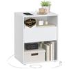 VASAGLE Comodino, Snapsemble Montaggio Rapido, Tavolino con Stazione di Ricarica, Moderno, Cassetto, per Camera da Letto e Soggiorno, Bianco Opaco LET777W04