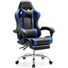 DUMOS Sedia da gaming, ergonomica, con poggiapiedi, in policarbonato, traspirante, con cuscino lombare regolabile, cuscino e braccioli, portata 150 kg