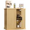 VASAGLE MAXE Collezione - Credenza, Mobile Console, Madia con Ripiani Regolabili, Ante Scanellate, Stile Transizionale, Dispensa Cucina Sala da Pranzo, Beige Rovere BBK344Y01