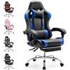 DUMOS Sedia da gioco ergonomica con poggiapiedi, PC traspirante, con cuscino lombare regolabile, cuscino e braccioli, portata 150 kg