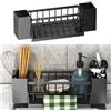 SANLIUBA Porta Spugna Cucina Lavello,Organizer per Spugne Organizer per Lavello Organizer per Cucina Include due Portaposate per Accessori da Cucina: Spugne/Spazzole/Portasapone (Nero)