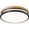Vikaey Plafoniera LED Soffitto Legno Nero,Moderna 24W Lampada da Soffitto Rotonda Ø30cm,Plafoniere LED 4000K per Camera da Letto,Bagno,Cucina,Soggiorno,Corridoio,Balcone,Studio