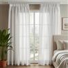 Deconovo Tende per Interni Trasparenti, Tende Camera da Letto Moderne in Voile Effetto Lino, Eleganti per Soggiorno e Salotto, Certificazione Oeko-Tex®, 140x145 cm, 2 Pezzi, Bianco