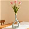 Arawat Ceramica Vaso Cuore Blu Moderno - Tulipano, Fiore, Erba Pampa - Deco Soggiorno, Tavolo - Stile Nordico - Regalo Matrimonio - 26 Cm Decorativo