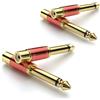 SOUNDFAM Adattatore Audio RCA a Jack 6,35mm [4 Pezzi] - 6,3mm 1/4'' TS Maschio a RCA Femmina (Mono 6,35mm TS, 24K Dorati, Rosso)