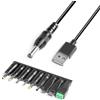 HKY Cavo di Alimentazione da USB a DC 5V per JBL Charge 1 2 3, Flip 2 3 4, TV Box, Philips Hue Hub, Powerbanks,Router, LED,Musicman Cavo di Ricarica Universale DC 5,5x2,1mm con 9 Connettori Adattatori