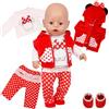 Carreuty Vestiti per bambole da 14-18 pollici, abbigliamento per bambole set di vestitini con gilet con cappuccio a pois rossi, maglietta con topo, pantaloni alla moda, calzini per bambole neonato da 30-45 cm
