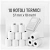 Terryshop74® Rotoli Termici POS 57 mm x18 m Anima 12 mm - Confezione da 10 Rotolini per Stampanti POS e Terminali di Pagamento - Carta Termica Alta Qualità Senza BPA