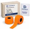 Pokornys - Etichette per prezzatrice 26 x 16 mm, 2 linee, 2200 pezzi, 2 rotoli da 1.100, arancione fluorescente, adesivo permanente, bordo ondulato