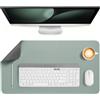 Jumdast Tappetino Scrivania, Sottomano Scrivania Antiscivolo e Reversibile | Sottomano da Scrivania Grande Impermeabile Similpelle PVC Tappetino per Laptop per Ufficio e Casa Grigio Verde Salvia