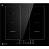 AMZCHEF Piano cottura a induzione 60 cm con due zone flessibili, piastra a induzione a 4 zone con funzione boost e 9 livelli di potenza, funzionamento touch, timer, blocco di sicurezza, 7200W