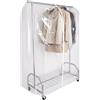 ONVAYA® Appendiabiti con Coperchio | carico Elevato | Stabile | con Ruote e vano portaoggetti | Coperchio | carico Pesante | Fino a 100 kg | Metallo/plastica | Grigio Argento | 120 x 50 x 180 cm