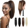 PARXITN Claw Jaw - Extension per capelli sintetici a coda di cavallo, 30 cm, dritta, coda di cavallo, per donne, colore marrone