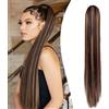 Gairyan 60cm Coda Finta Capelli Extension Lisci con Pinza Posticci per Capelli Sintetici Extension Coda Capelli Lunghi Clip Coda di Cavallo Claw Ponytail Naturale, Marrone Medio & Biondo Scuro