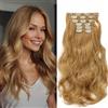 Gairyan Extension Capelli a Clip Ricci 6PCS 52cm Posticci per Capelli Finti Extension con Clip Capelli Naturali Sintetici Clip in Hair Extensions Ondulati Lungo Mossi per Donna, Biondo Scuro