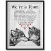 YUOPTKITR Decorazione da parete con coppia di lupi, stampa artistica su tela, motivo We are a Team, decorazione da parete per la casa, compleanno, anniversario, amante, regalo ispiratore, senza cornice, 40,6