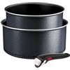 Tefal Ingenio Enjoy, Set di 3 padelle leggere, tecnologia Light Tech, manico rimovibile, rivestimento titanio, L7239302