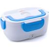 Herzberg, HG03152-BLU, Scatola per Pranzo elettrica riscaldante Blu, 1,5 L, Alimentazione 110 V/12 V/24 V, Riscaldamento a Vapore 360°, Doppio scompartimento, Maniglia ergonomica