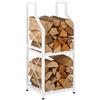 Relaxdays Scaffale Legna Relaxdays, 2 Ripiani, Metallo, HxLxP: 81,5 x 34,5 x 30,5 cm, Legna da ardere, Bianco