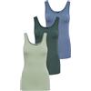ONLY Onllive Love Tank Noos, Verde/Blu (1 X Desert Sage/1 X Balsamo Green/1 X China Blue), XL